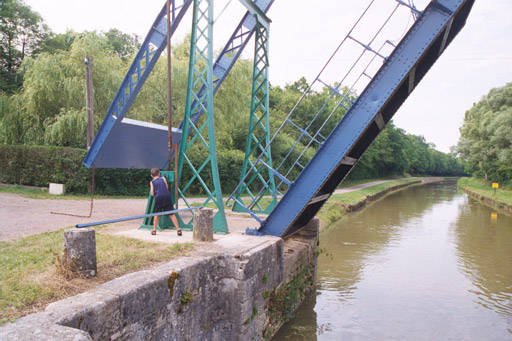 Patrick cranks up a drawbridge